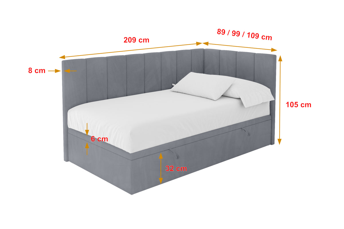 Łóżko młodzieżowe LOVY welur lewostronne