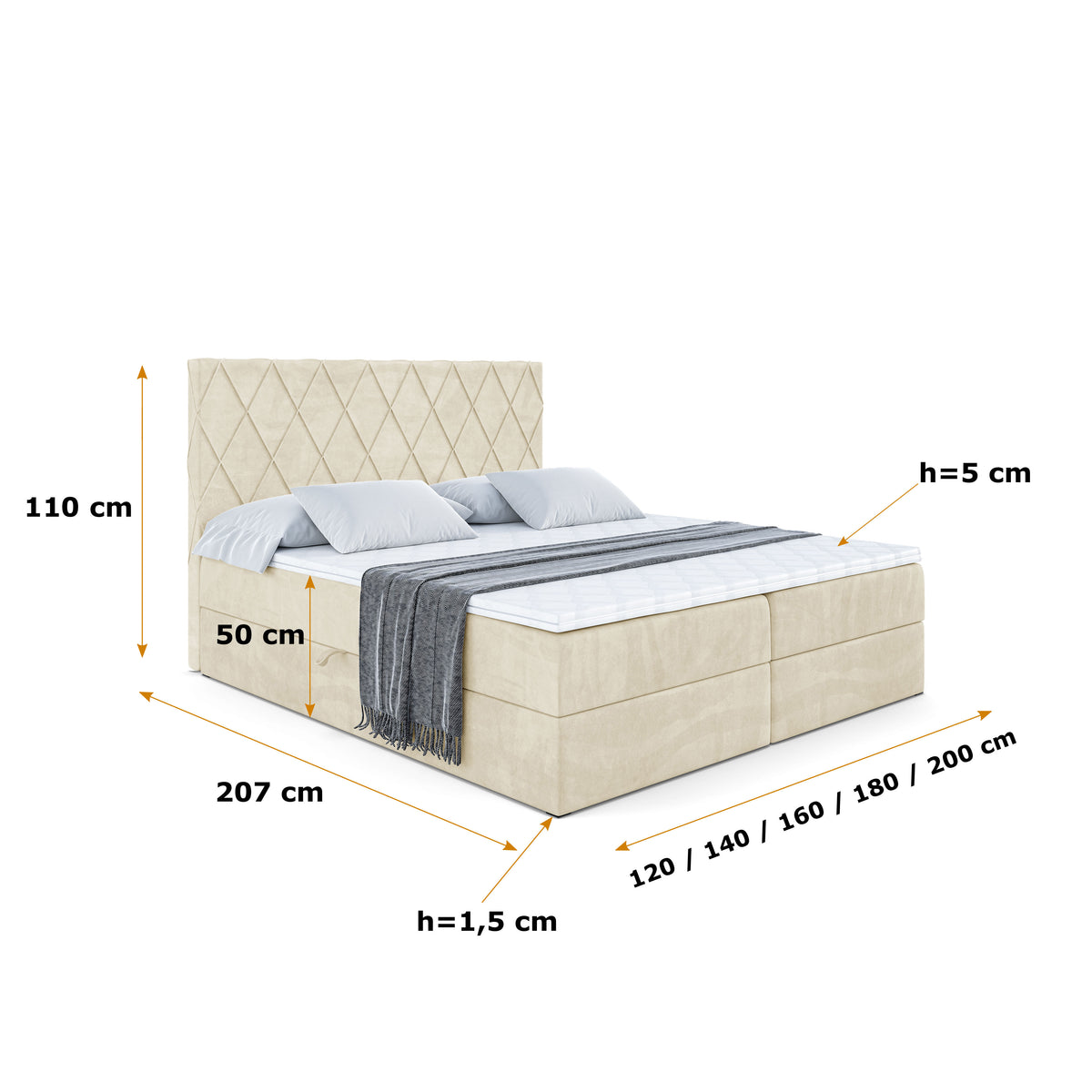 Łóżko boxspring LEPARO welur