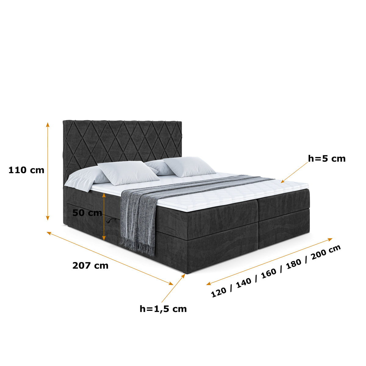 Łóżko boxspring LEPARO welur