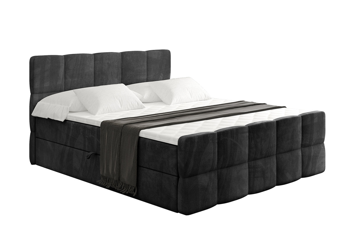 Łóżko boxspring LIRO-Z welur, Czarny - Casablanca 2316 / 120x200 cm / H4