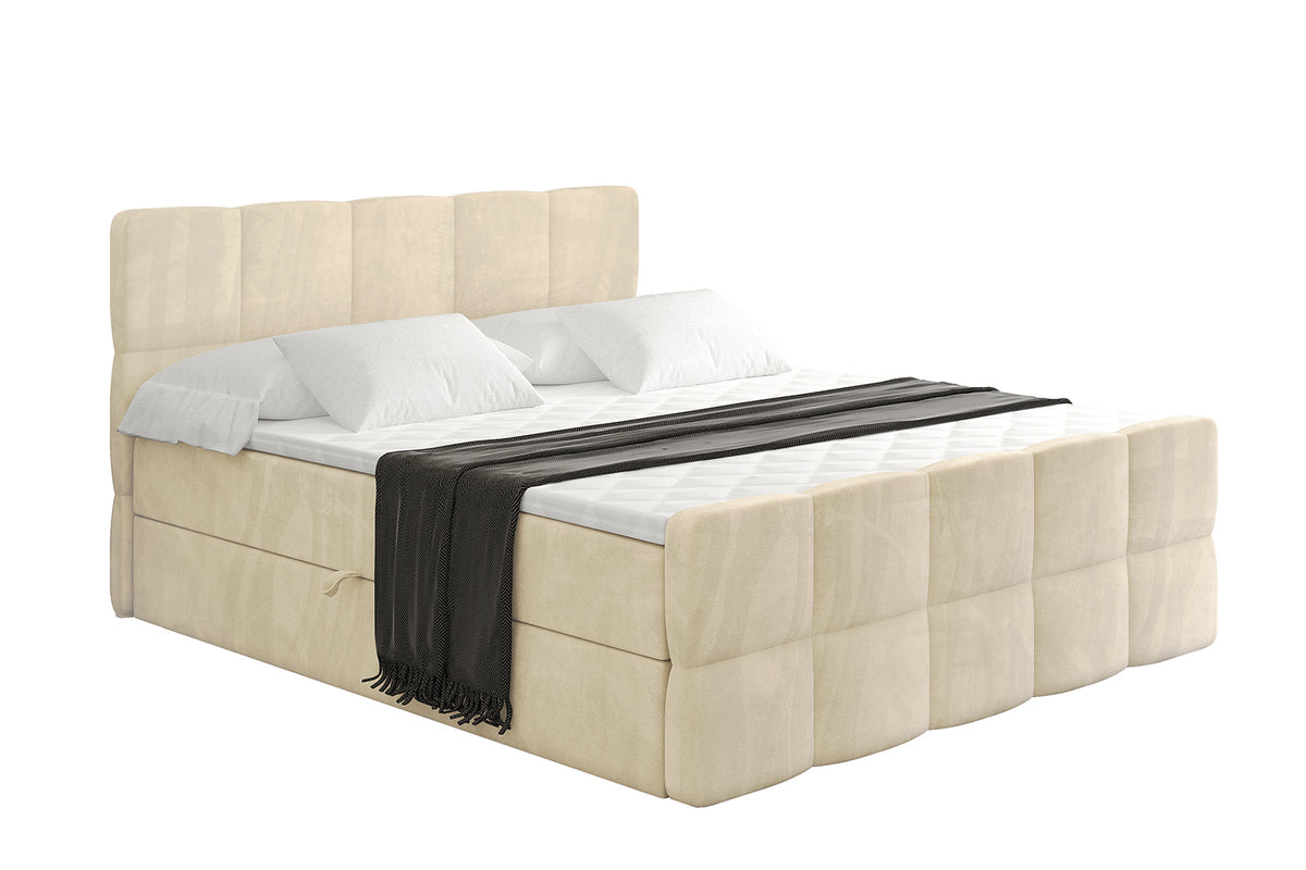 Łóżko boxspring LIRO-Z welur, Beżowy - Monolith 04 / 120x200 cm / H4