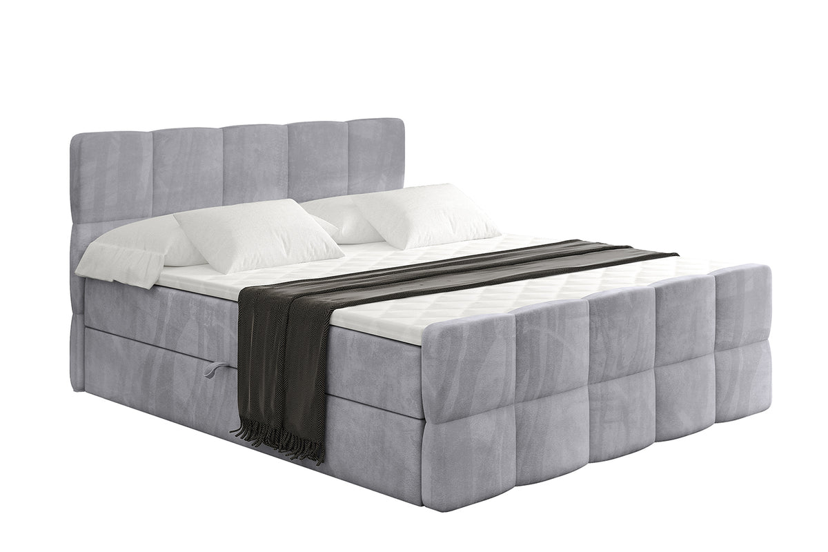 Łóżko boxspring LIRO-Z welur, Szary - Monolith 84 / 120x200 cm / H3