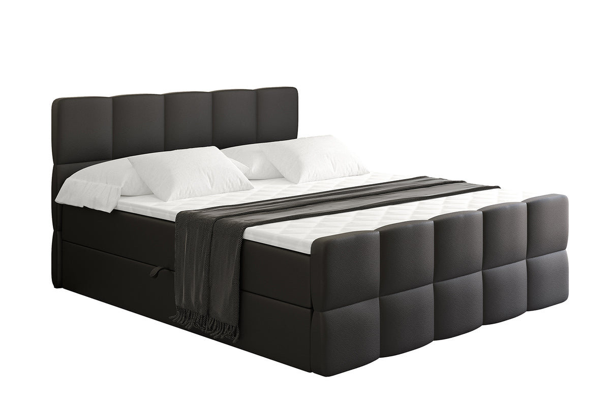 Łóżko boxspring LIRO-Z ekoskóra, Czarny - Soft 11 / 120x200 cm / H3