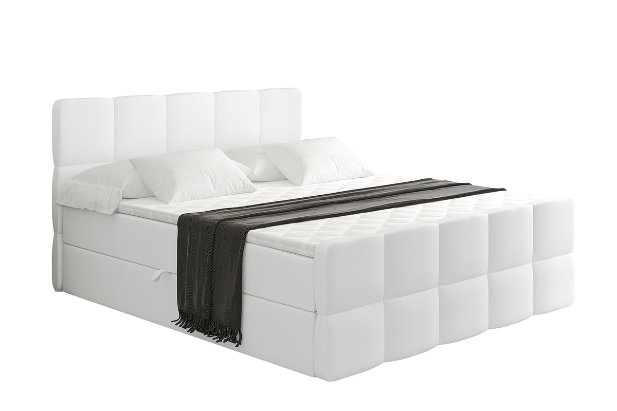 Łóżko boxspring LIRO-Z ekoskóra, Biały - Soft 17 / 120x200 cm / H3
