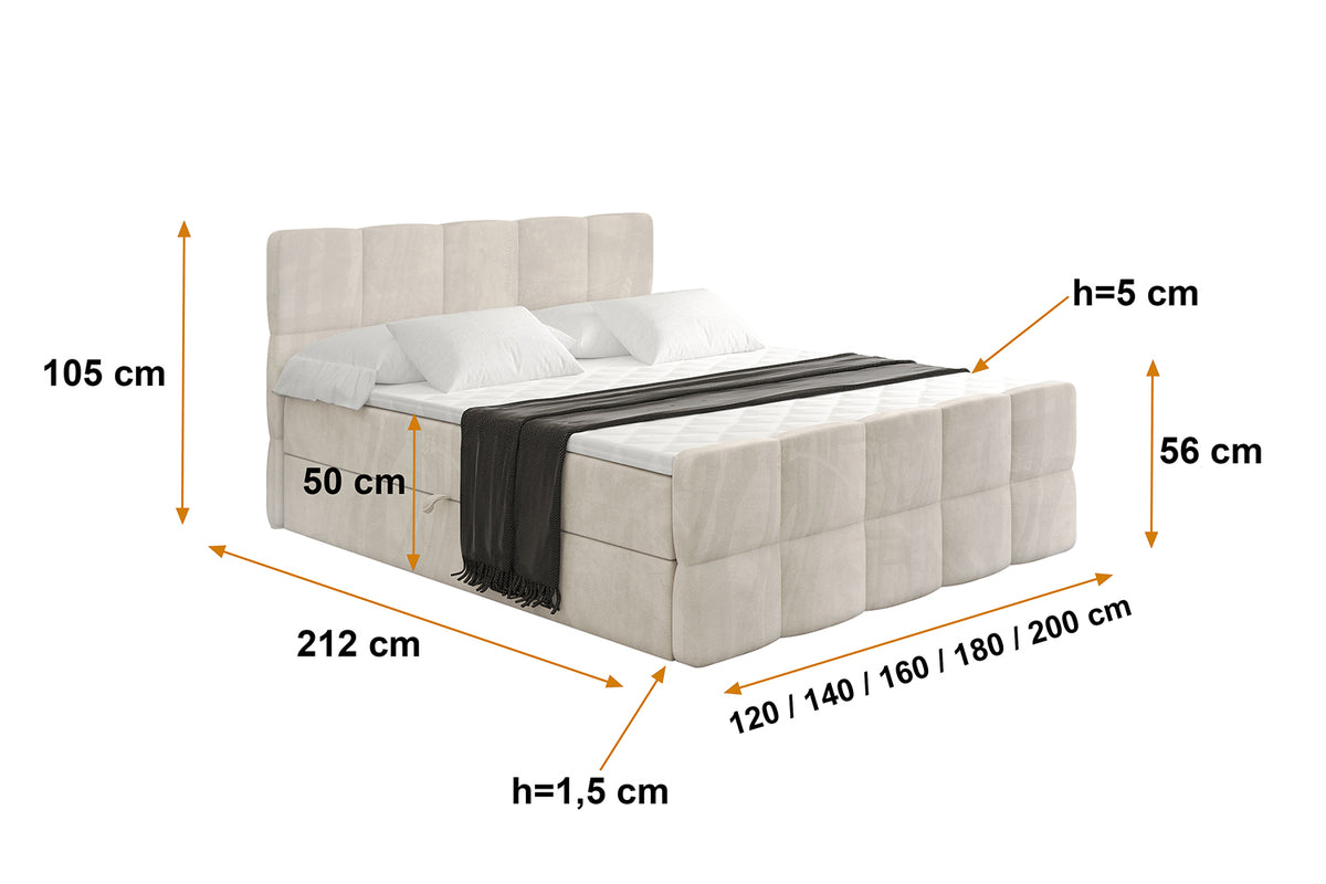 Łóżko boxspring LIRO-Z welur