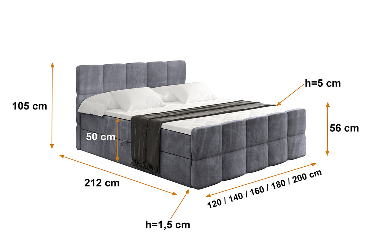 Łóżko boxspring LIRO-Z welur