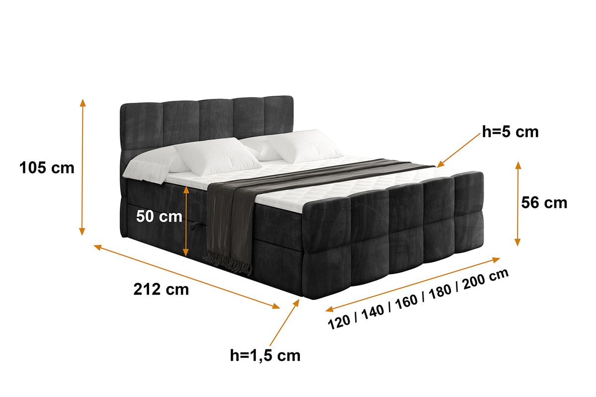 Łóżko boxspring LIRO-Z welur