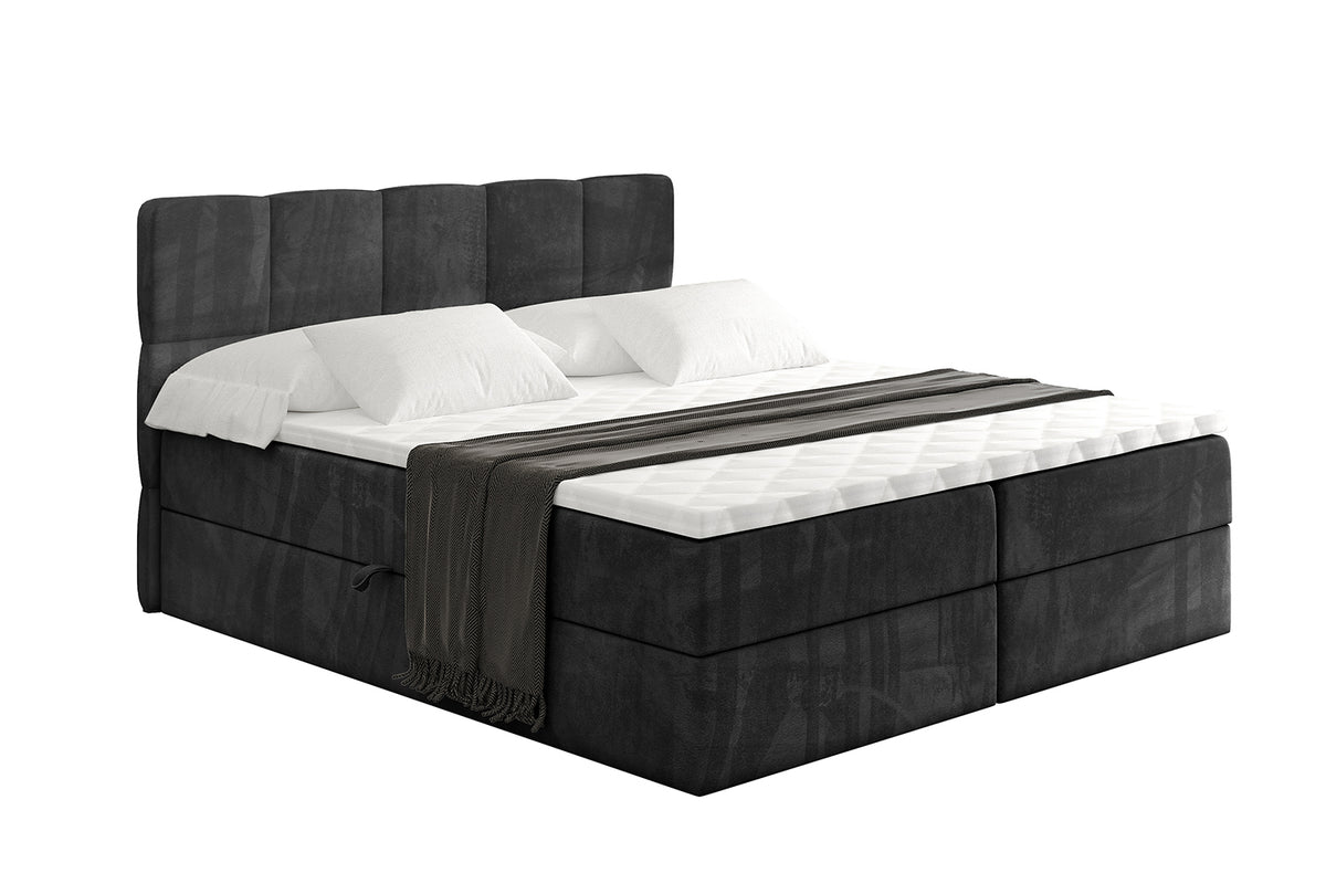 Boxbett LIRO Samt, Schwarz - Casablanca 2316 / 120x200 cm / H3