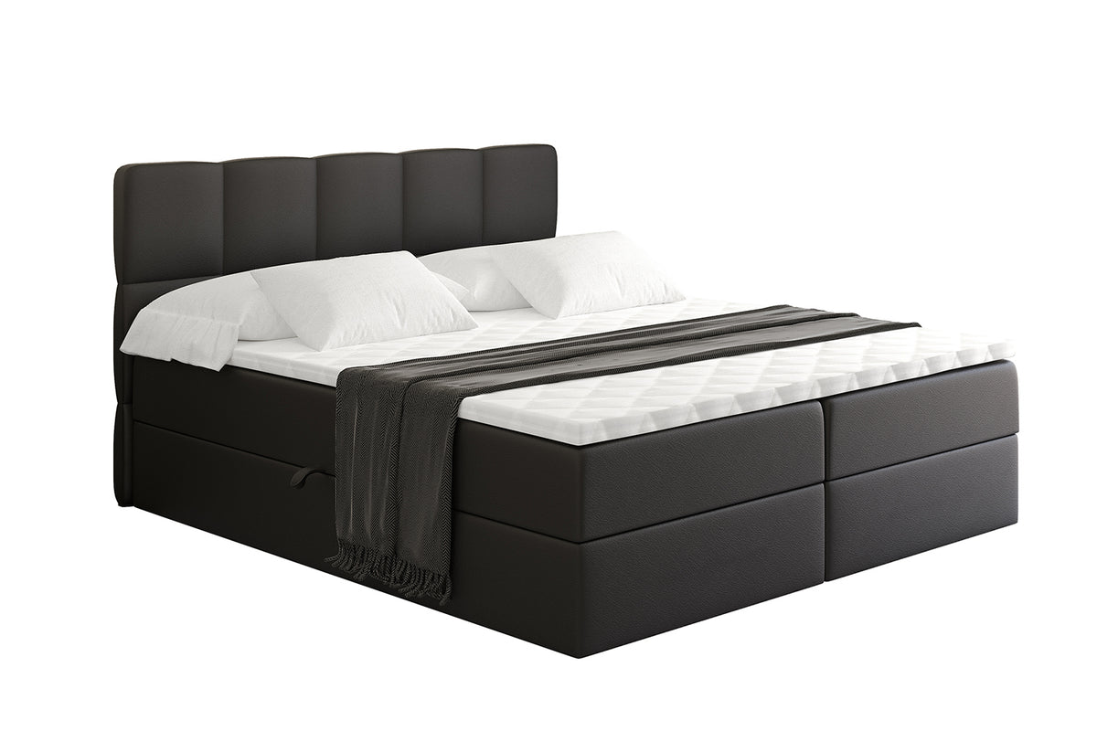 Łóżko boxspring LIRO ekoskóra, Czarny - Soft 11 / 120x200 cm / H3