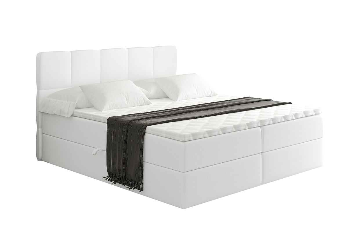 Łóżko boxspring LIRO ekoskóra, Biały - Soft 17 / 120x200 cm / H3