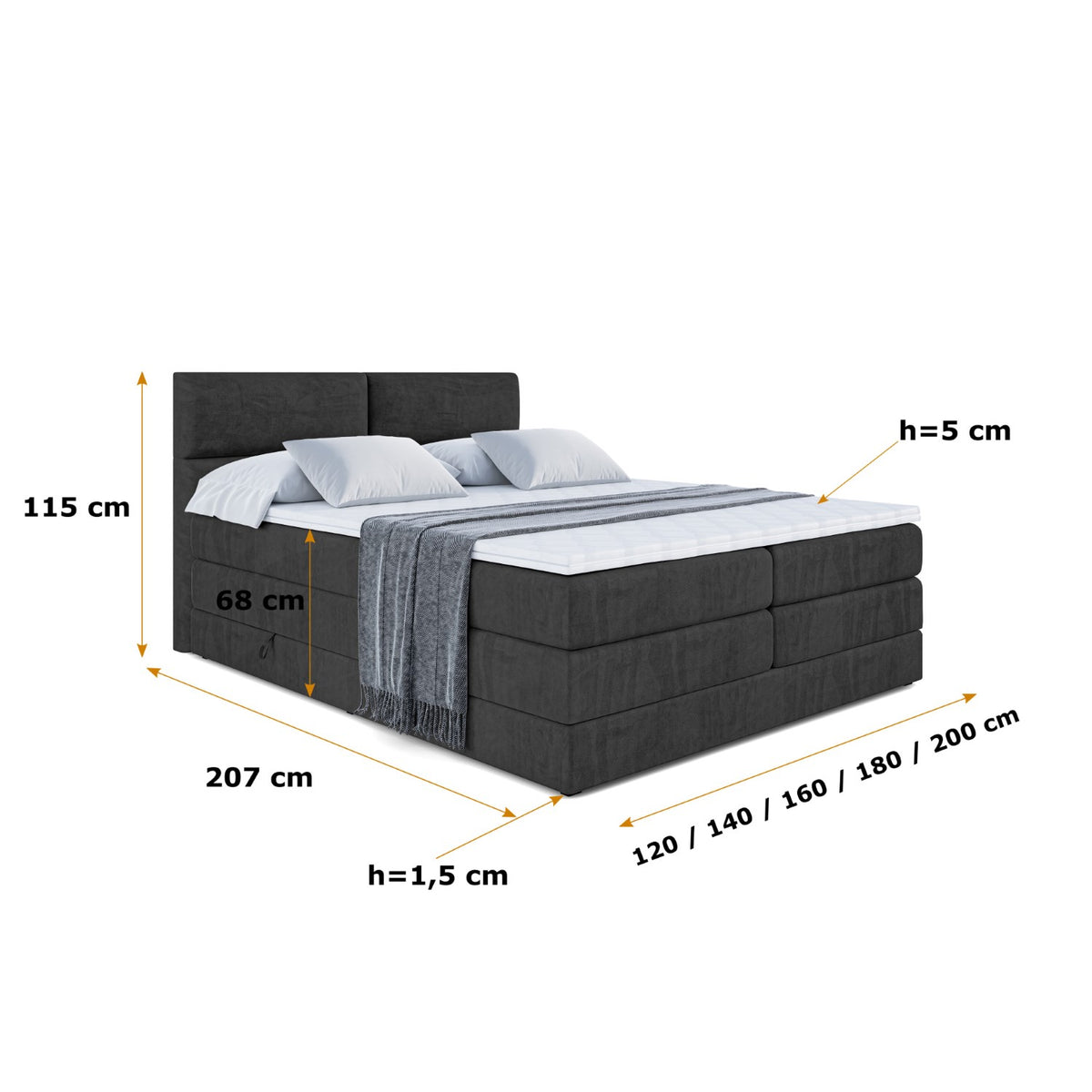 Łóżko kontynentalne BOXI3 KING welur