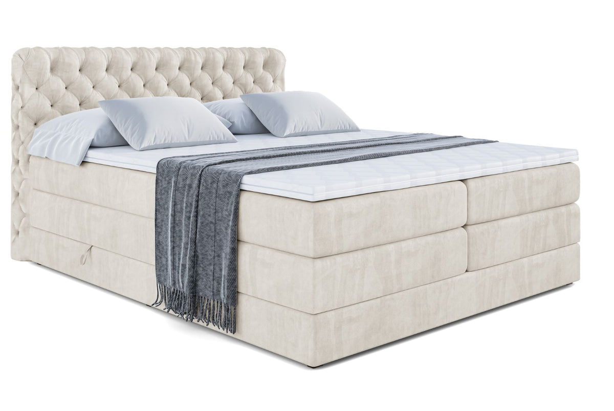 Łóżko kontynentalne BOXI8 KING welur, Beżowy - Casablanca 2301 / 120x200 cm