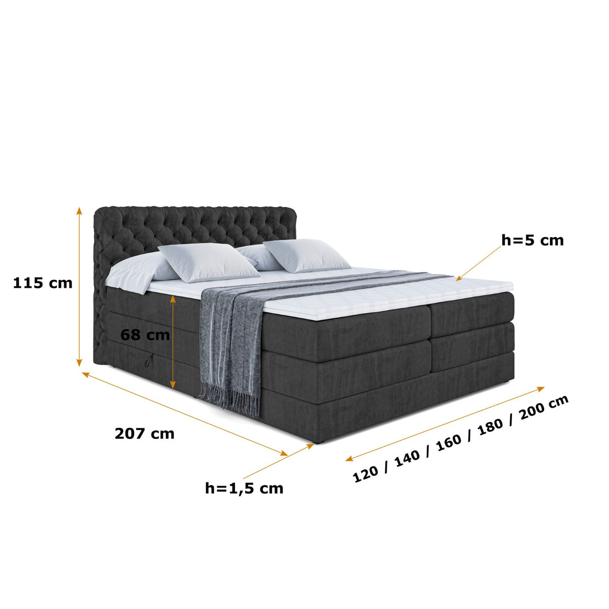 Łóżko kontynentalne BOXI8 KING welur