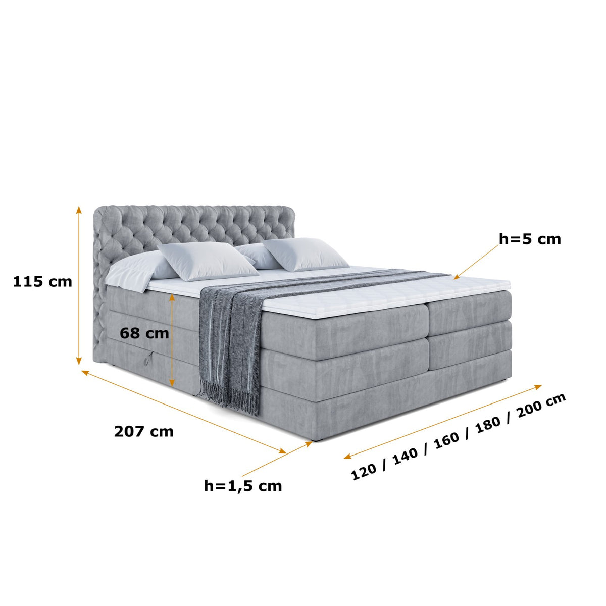 Łóżko kontynentalne BOXI8 KING welur
