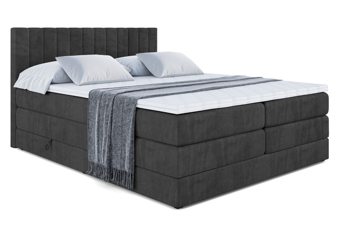 Łóżko kontynentalne EDITA KING welur, Czarny - Casablanca 2316 / 120x200 cm