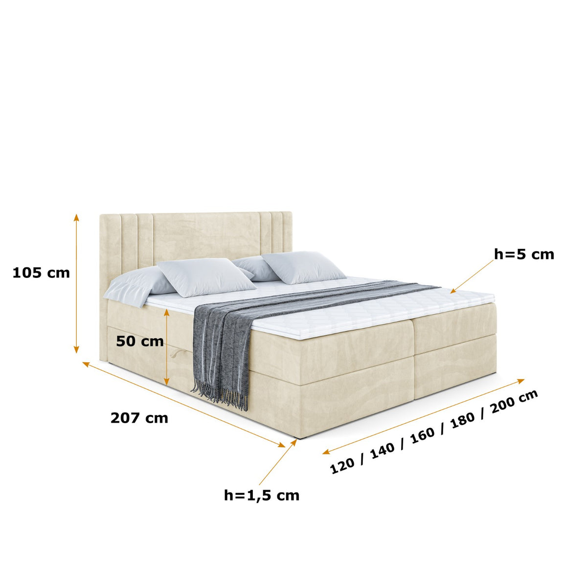 Łóżko boxspring IDRIKO welur