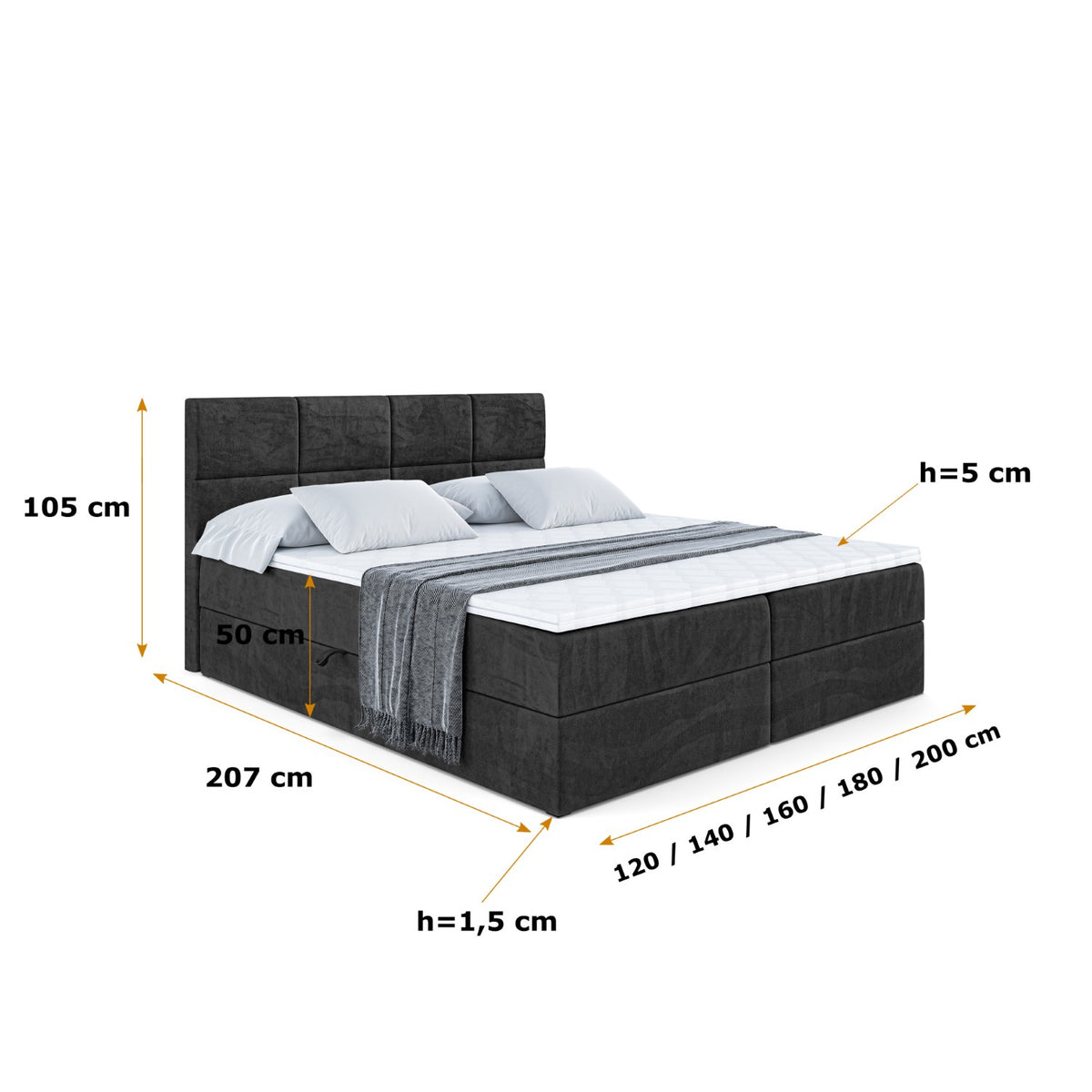 Łóżko boxspring ARDENI welur