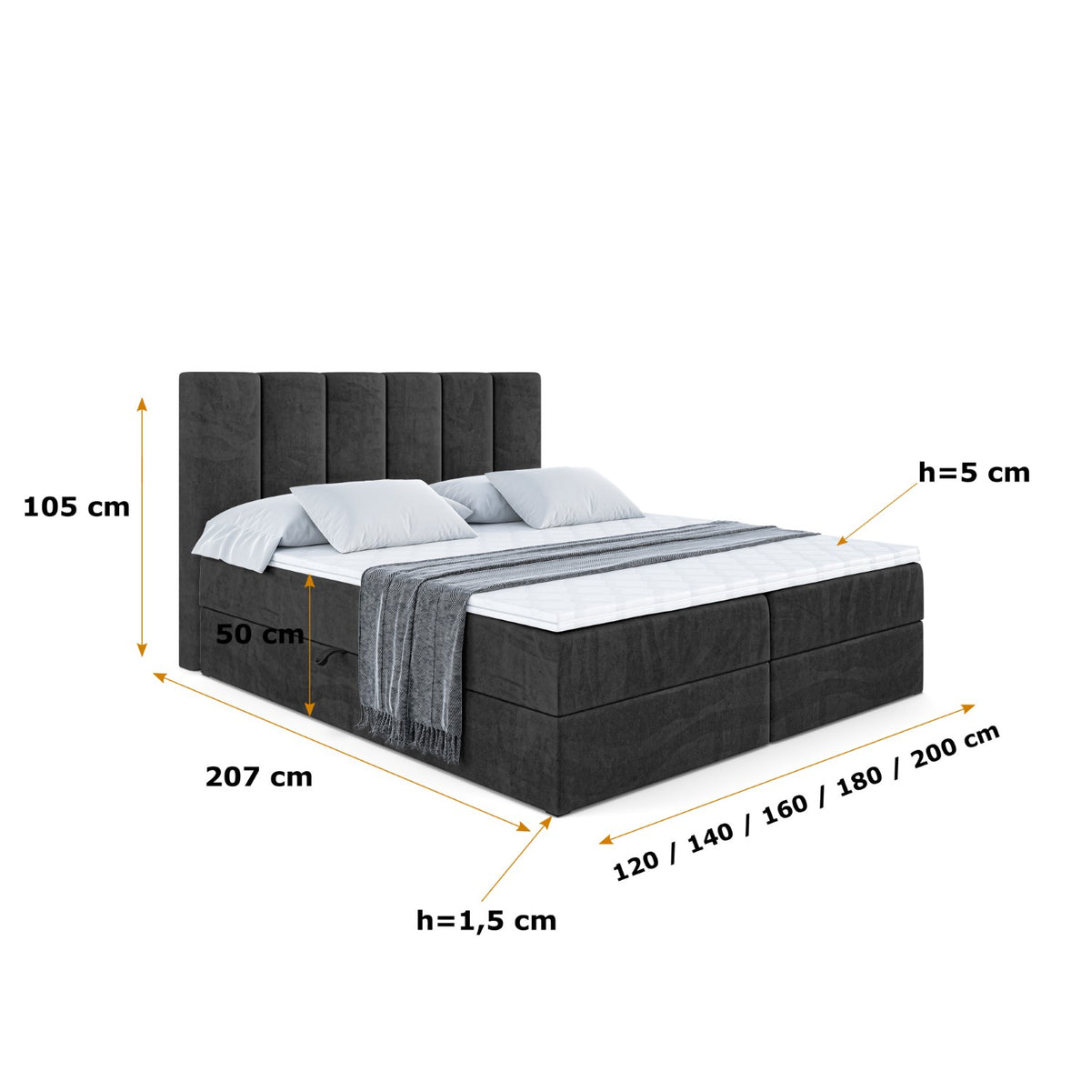 Łóżko boxspring BOXI1 welur