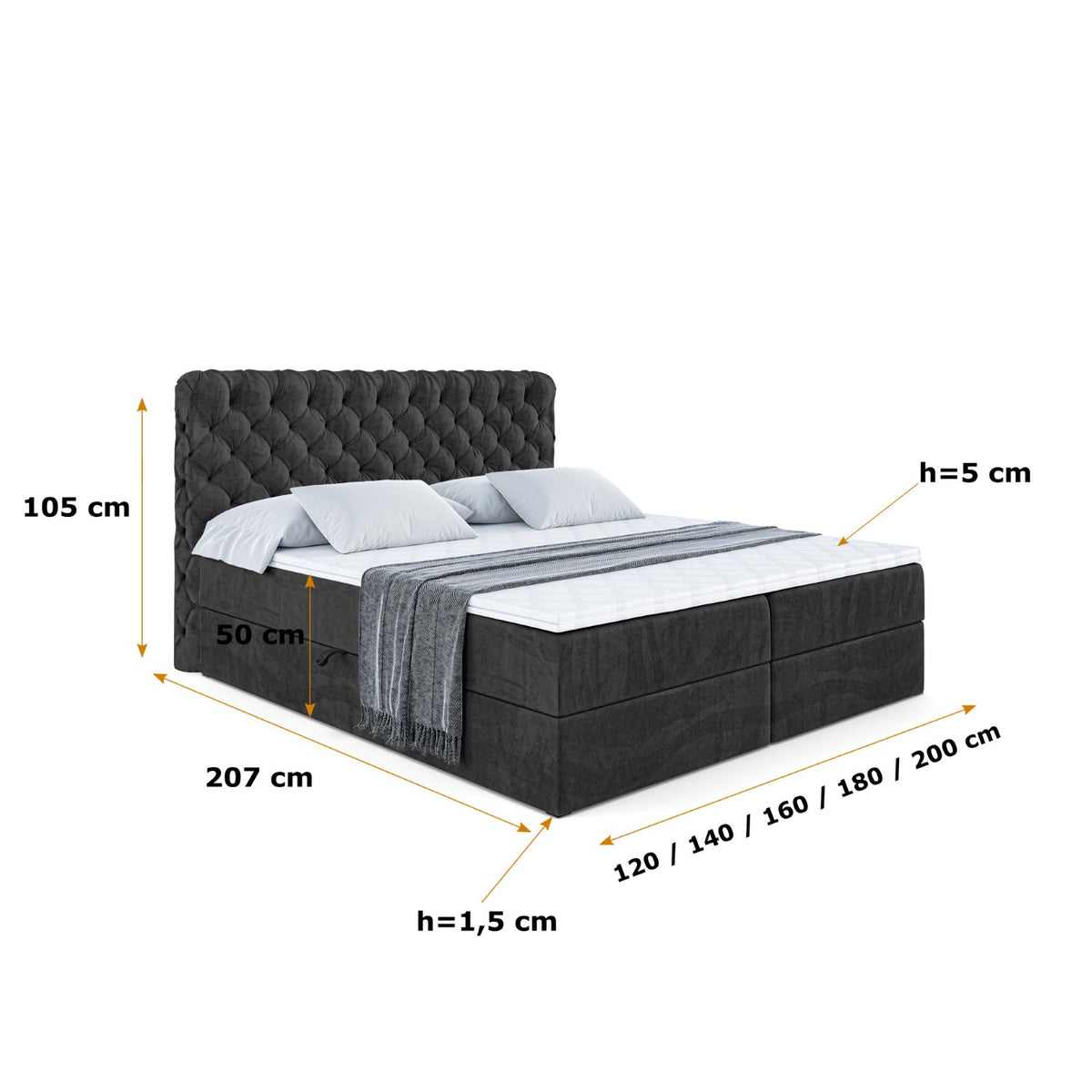 Łóżko boxspring BOXI8 welur