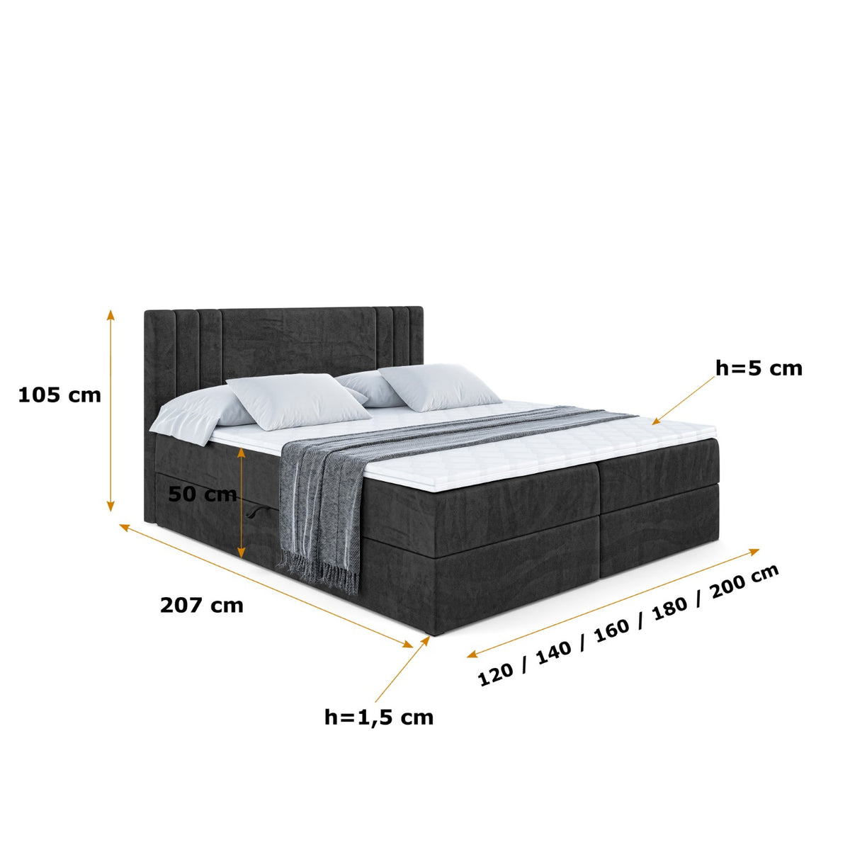 Łóżko boxspring IDRIKO welur