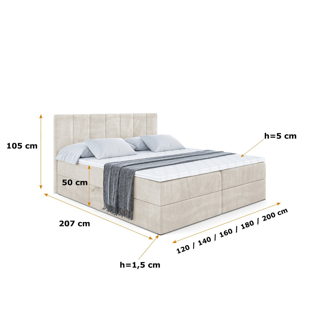 Łóżko boxspring MOETI welur