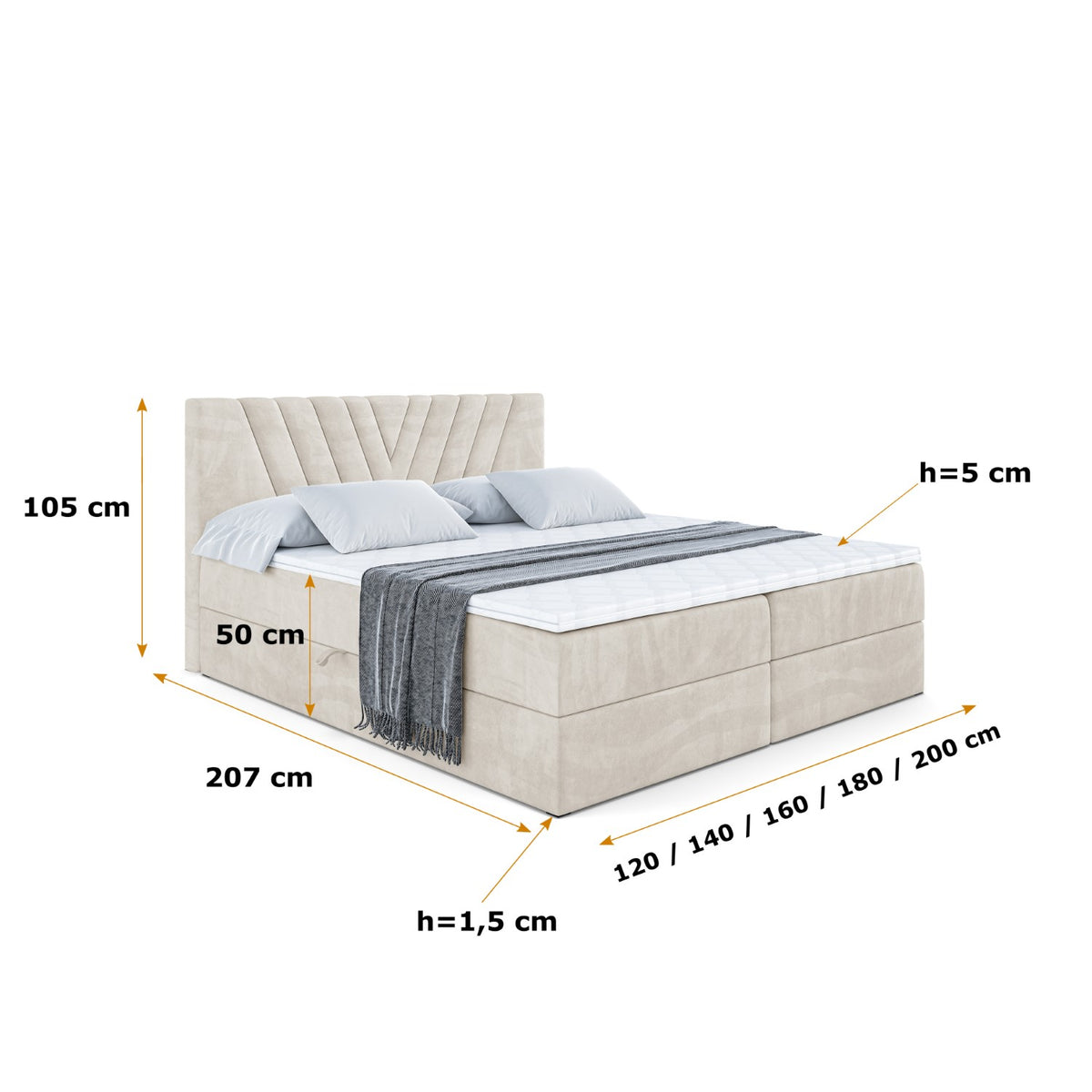 Łóżko boxspring ERNINA welur