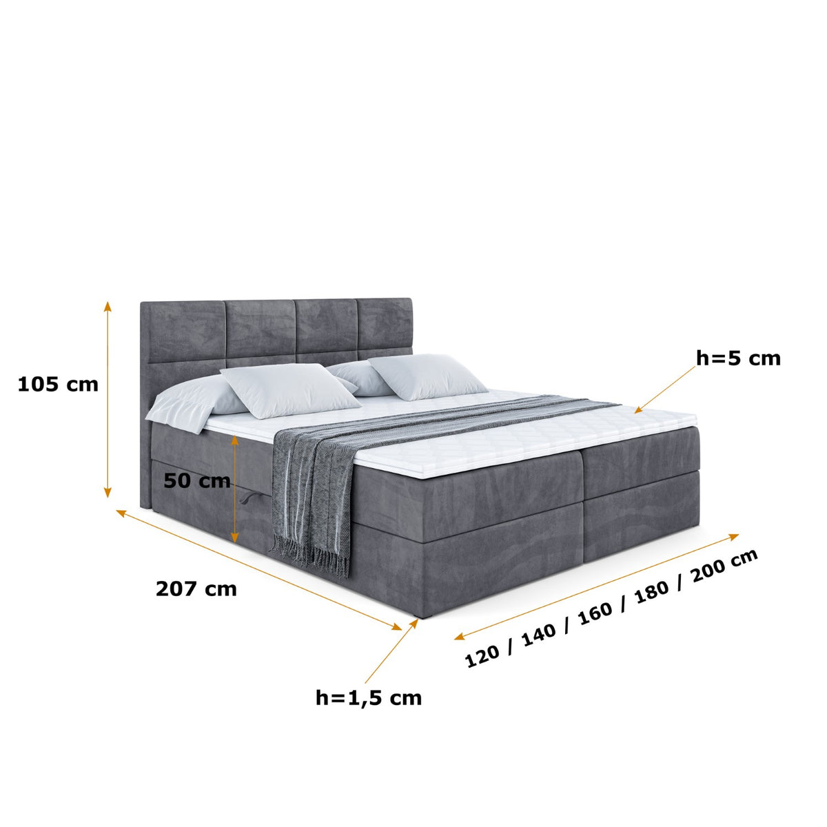 Łóżko boxspring ARDENI welur