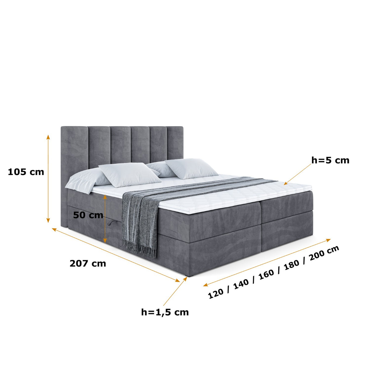 Łóżko boxspring BOXI1 welur
