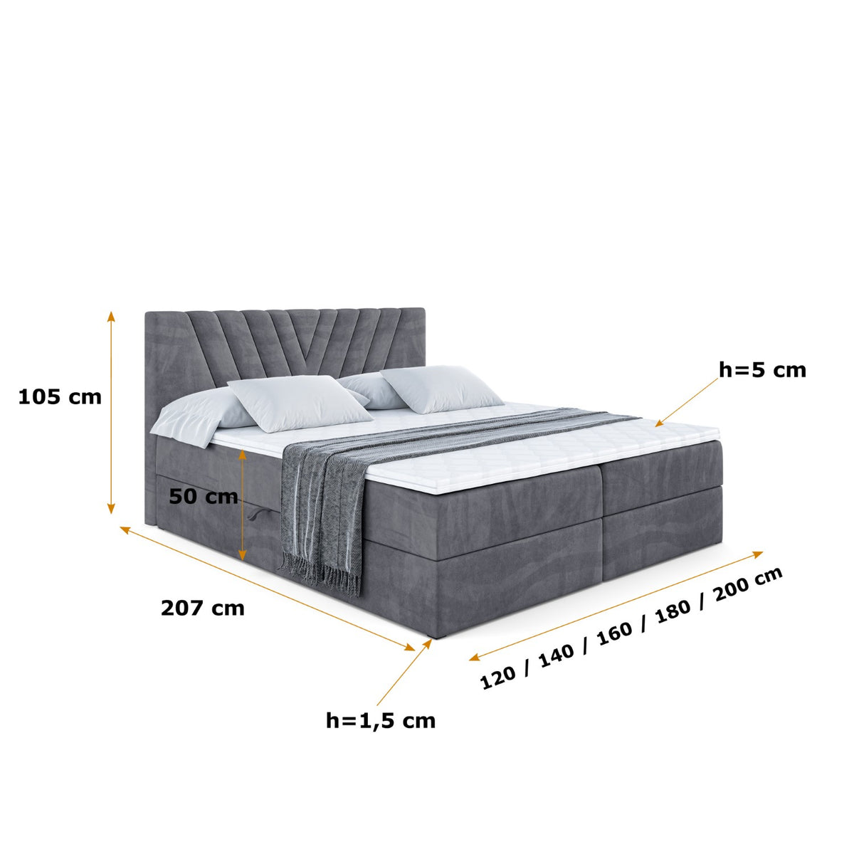Łóżko boxspring ERNINA welur