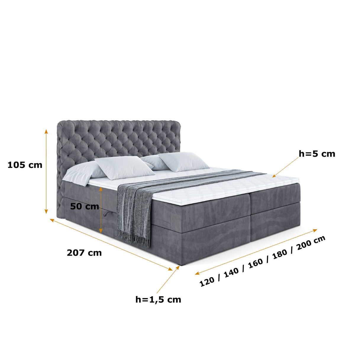 Łóżko boxspring BOXI8 welur