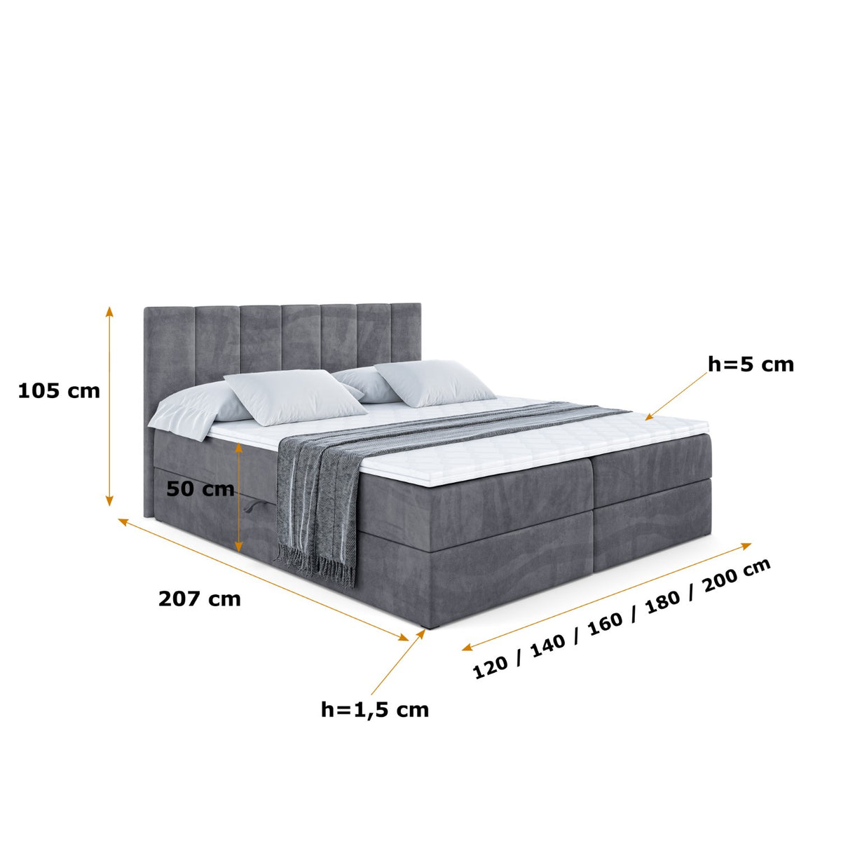Łóżko boxspring MOETI welur