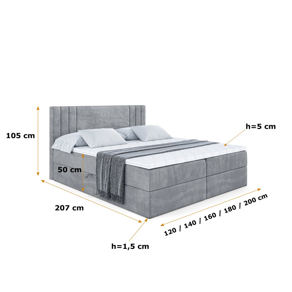 Łóżko boxspring IDRIKO welur