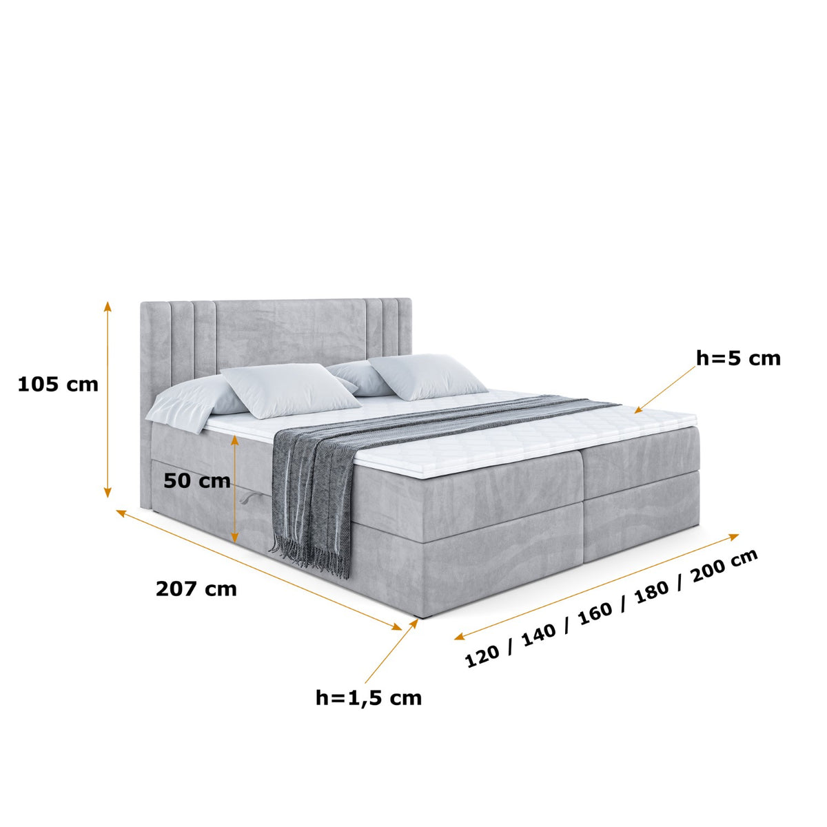 Łóżko boxspring IDRIKO welur