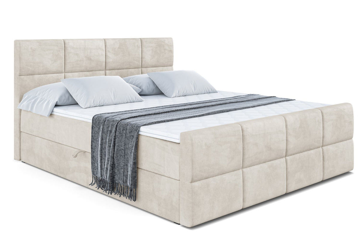 Łóżko boxspring ARDENI-Z welur, Beżowy - Casablanca 2301 / 120x200 cm / H3