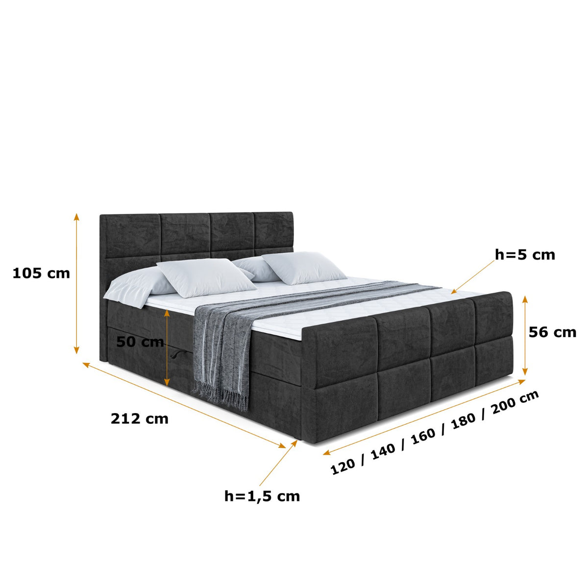 Łóżko boxspring ARDENI-Z welur