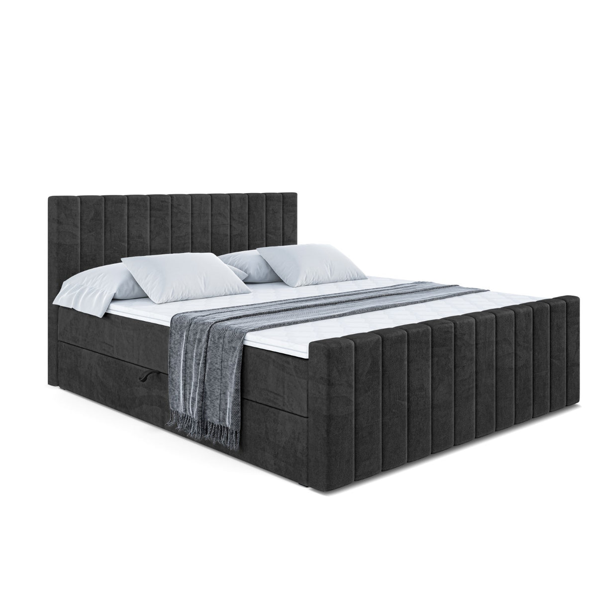 Łóżko boxspring EDITA-Z welur, Czarny - Casablanca 2316 / 120x200 cm / H4