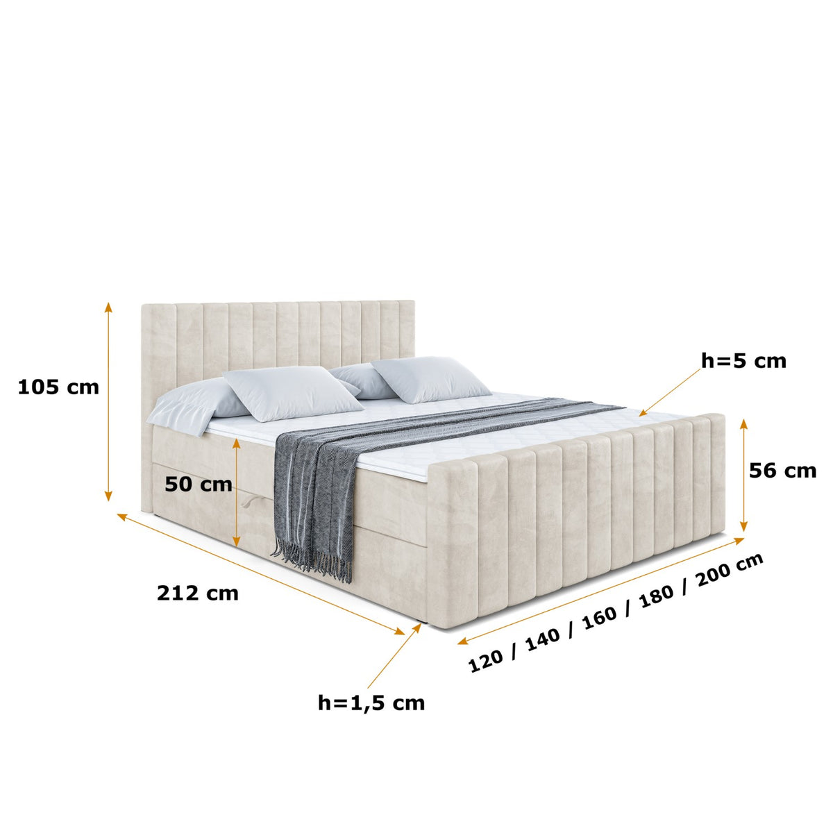Łóżko boxspring EDITA-Z welur