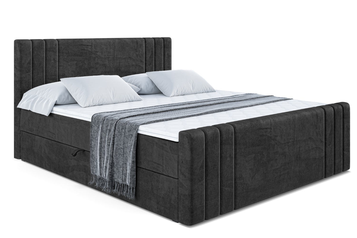 Łóżko boxspring IDRIKO-Z welur, Czarny - Casablanca 2316 / 120x200 cm / H3