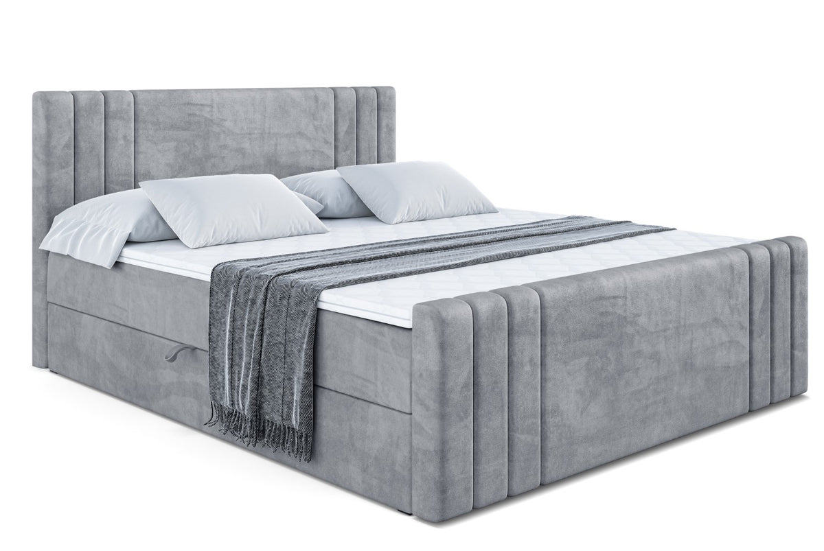 Łóżko boxspring IDRIKO-Z welur, Szary - Casablanca 2314 / 120x200 cm / H4