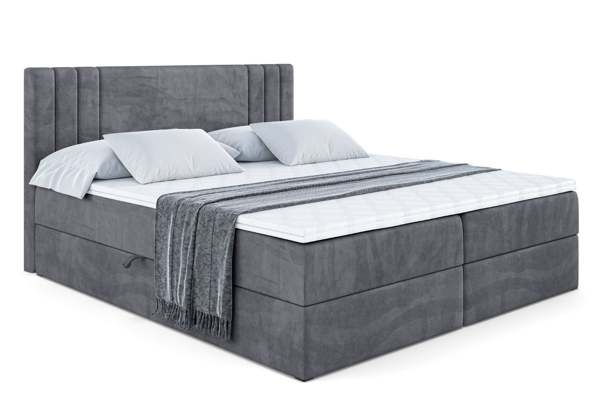 Łóżko boxspring IDRIKO welur, Ciemnoszary - Casablanca 2315 / 120x200 cm / H4