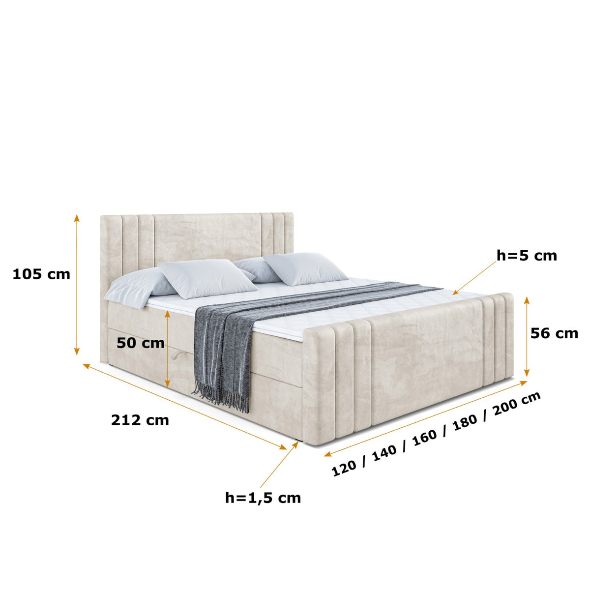 Łóżko boxspring IDRIKO-Z welur