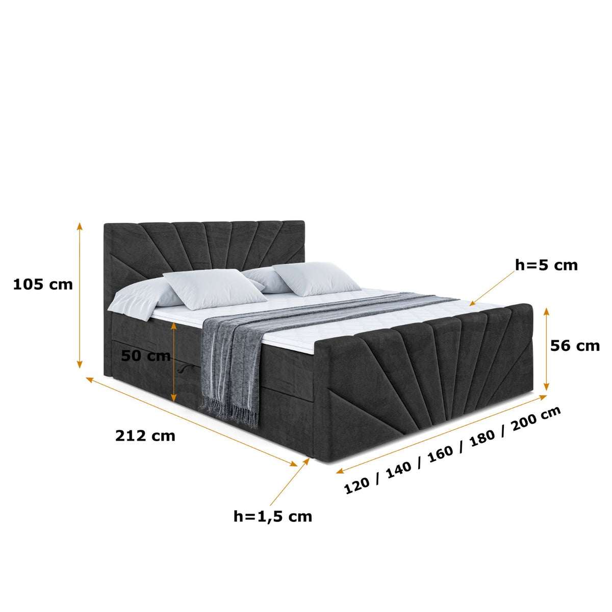 Łóżko boxspring MILTIO-Z welur