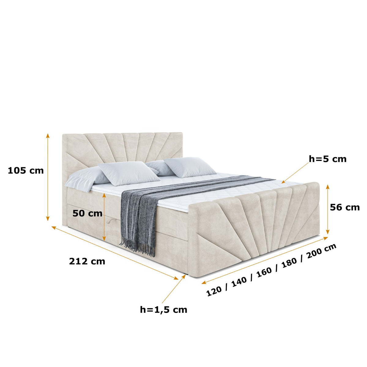 Łóżko boxspring MILTIO-Z welur