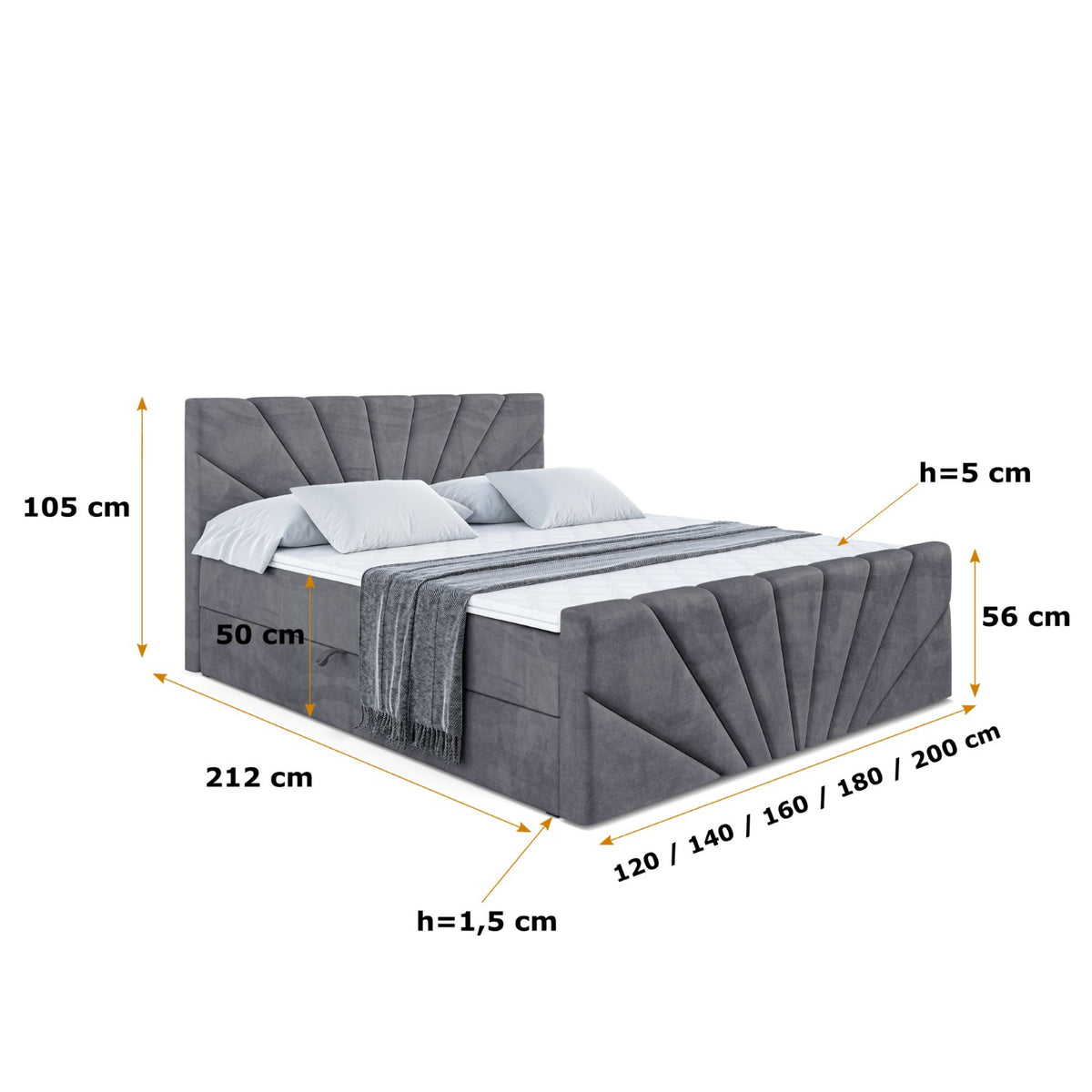 Łóżko boxspring MILTIO-Z welur