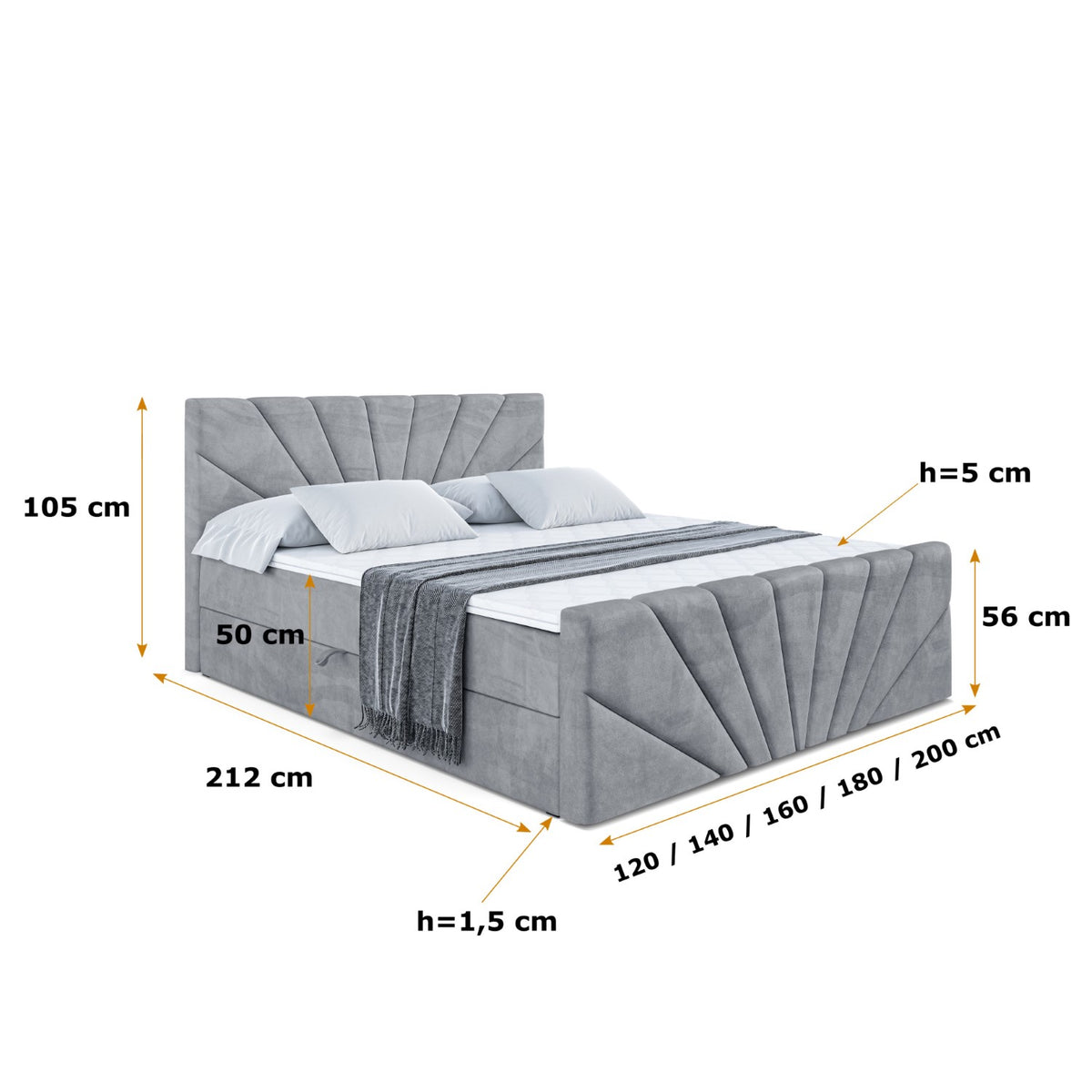 Łóżko boxspring MILTIO-Z welur