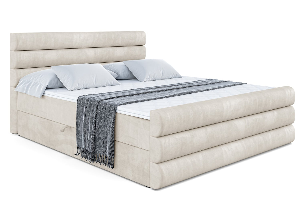 Łóżko boxspring CELESTIA-Z welur, Beżowy - Casablanca 2301 / 120x200 cm / H3