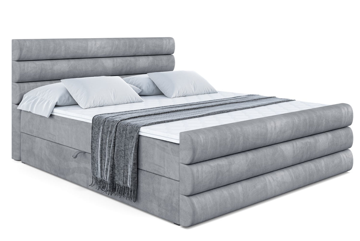 Łóżko boxspring CELESTIA-Z welur, Szary - Casablanca 2314 / 120x200 cm / H3