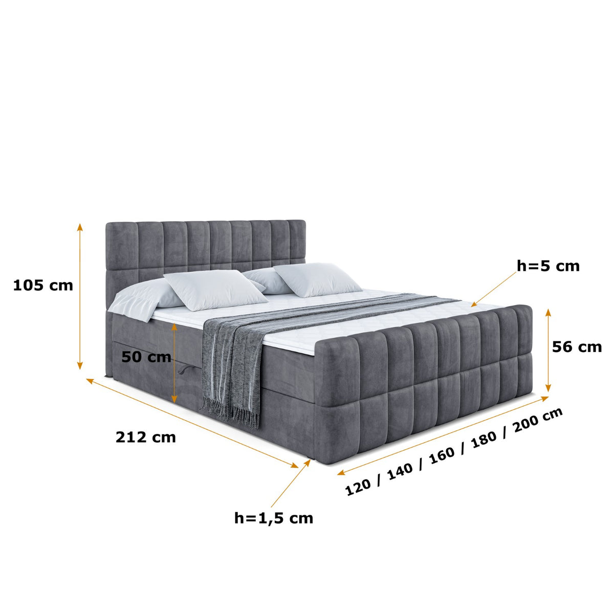 Łóżko boxspring MIAMI-Z welur