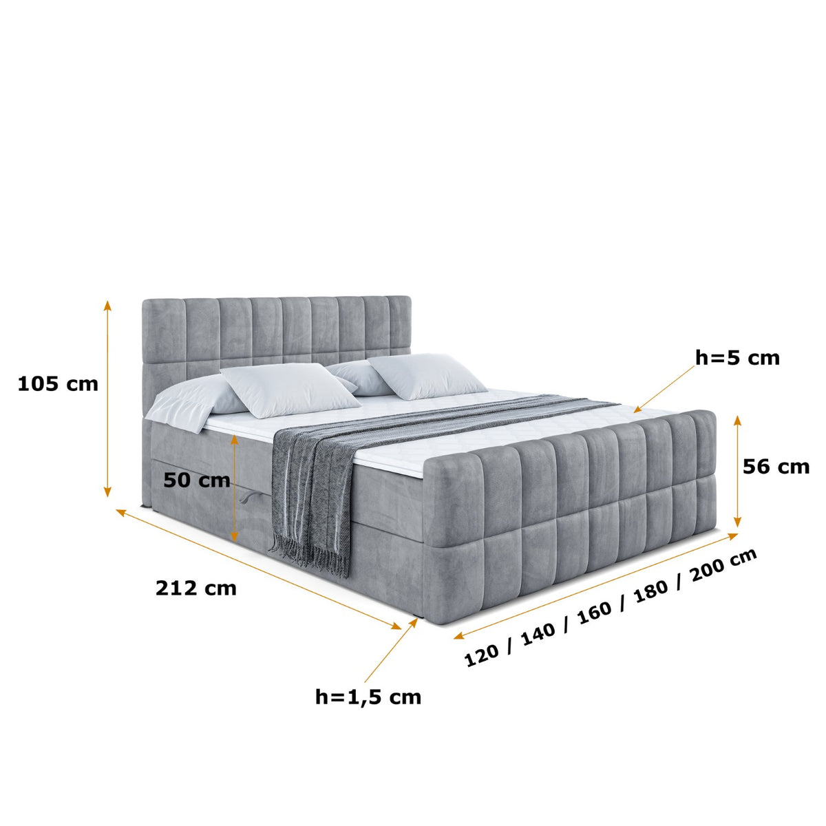 Łóżko boxspring MIAMI-Z welur