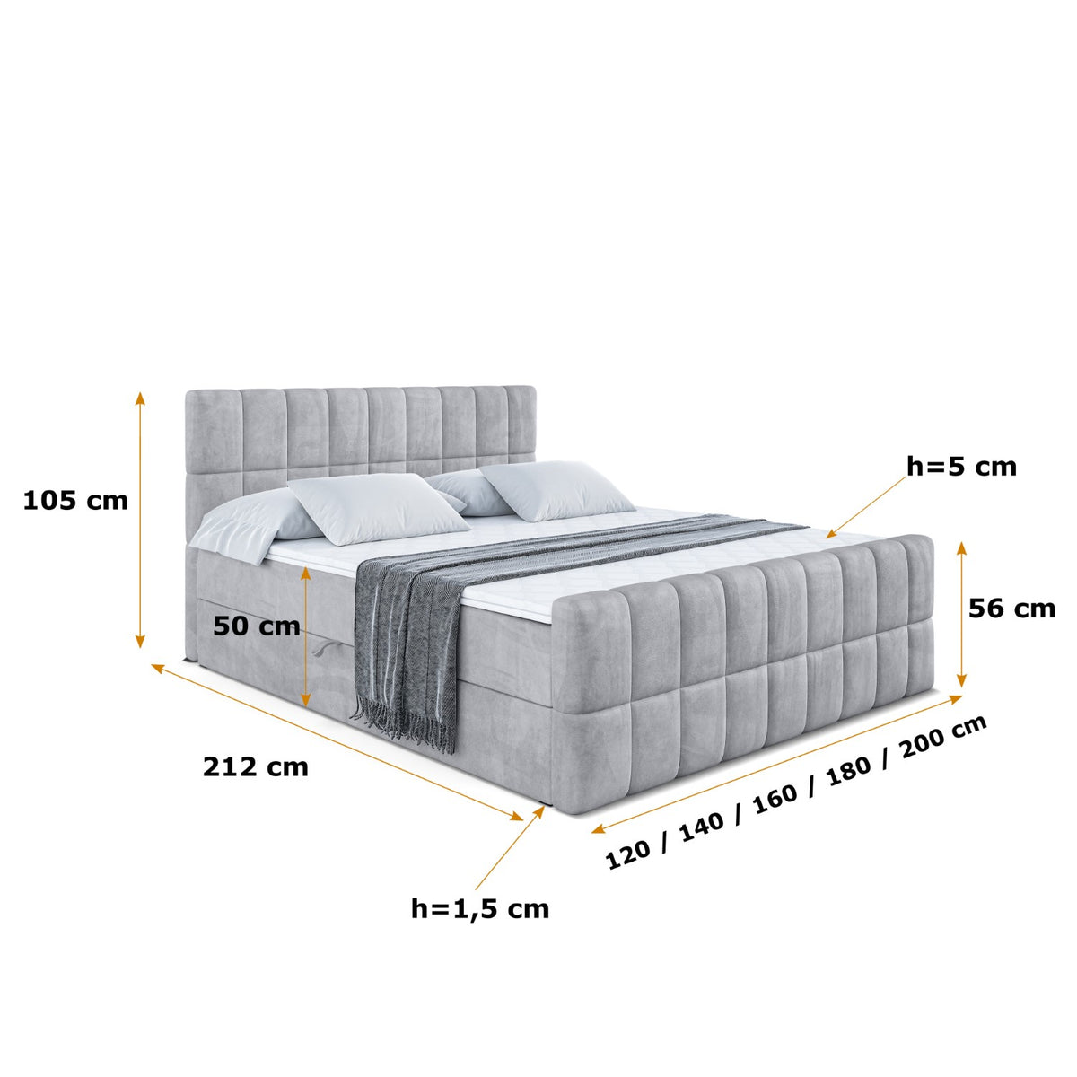 Łóżko boxspring MIAMI-Z welur